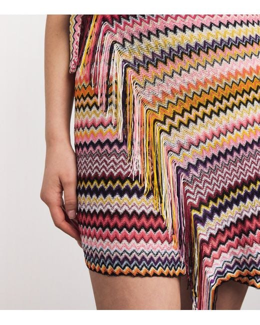 Missoni Pink Fringe-Trim Zigzag Pareo