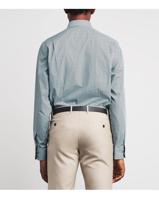 Paul Smith Blue Patterned Tailored-Fit Shirt for men