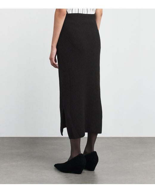 Iris Von Arnim Black Cashmere High-Waist Asina Midi Skirt