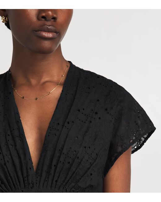 Tory Burch Black Broderie Anglaise Midi Dress