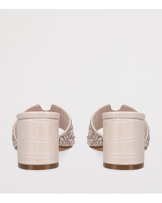 Gina White Leather Embellished Florence Heeled Mules 50