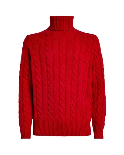 Ralph Lauren Red Wool-cashmere Cable-knit Sweater for men