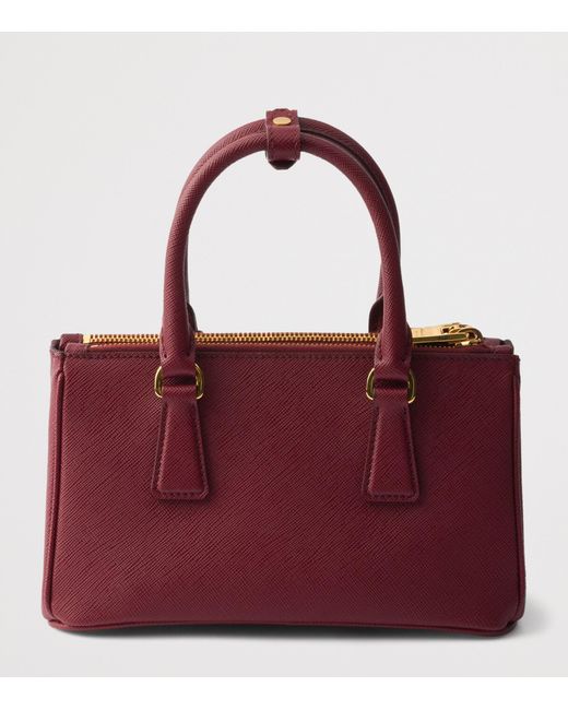 Prada Red Mini Saffiano Leather Galleria Top-Handle Bag