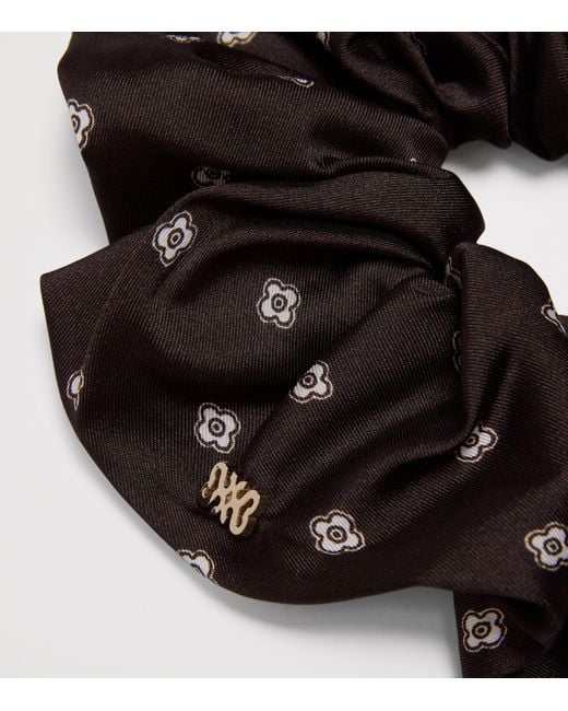 Sandro Black Satin Scarf Print Scrunchie