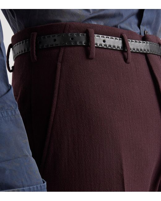 Prada Purple Wool Straight-Leg Trousers for men