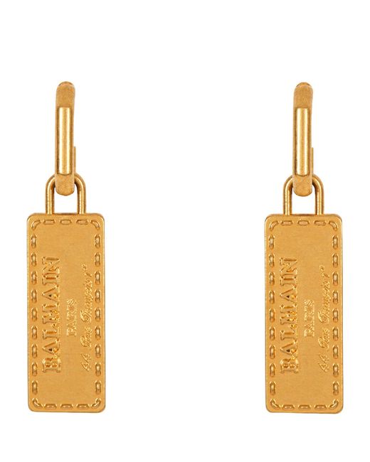 Balmain Metallic Gold-tone Signature Tubular Earrings