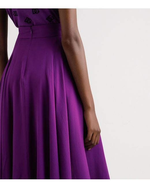 Dolce & Gabbana Purple Silk Chiffon Midi Skirt