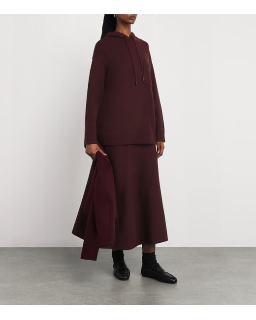 Max Mara Purple Wool-Cashmere Knitted Midi Skirt
