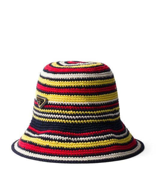 Prada Red Crochet Bucket Hat