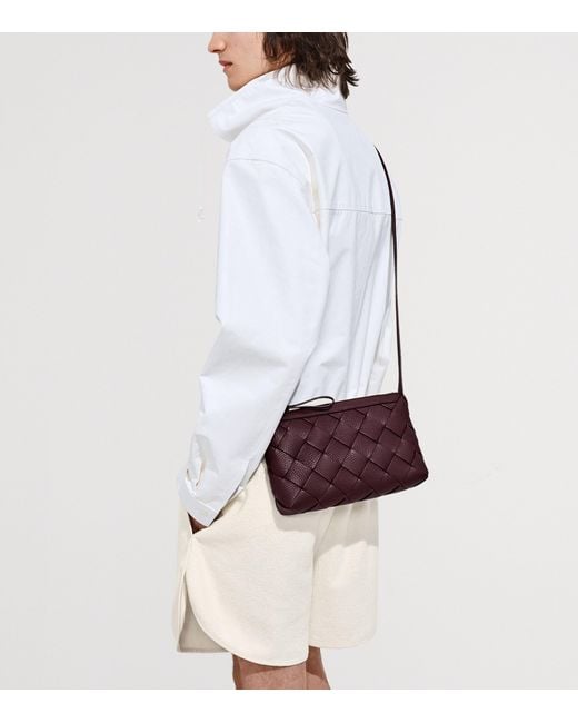 Bottega Veneta Purple Small Leather Diago Messenger Bag for men