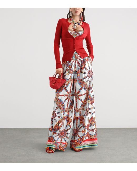 Dolce & Gabbana Red Corset-Stitch Cardigan