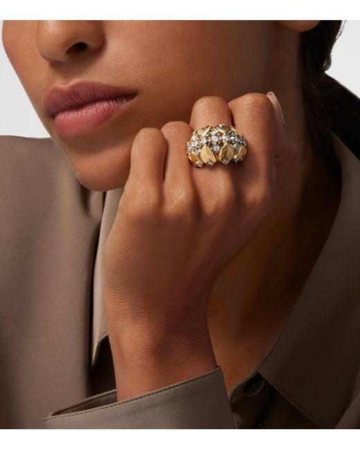Cartier Metallic And Diamond Grain De Café Ring