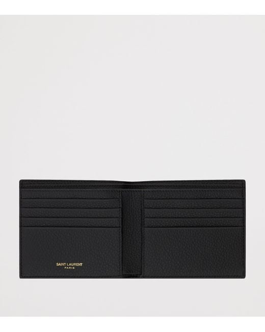 Saint Laurent Black Leather Cassandre Bifold Wallet for men