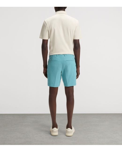 Boss Blue Stretch-Cotton Slim Fit Shorts for men