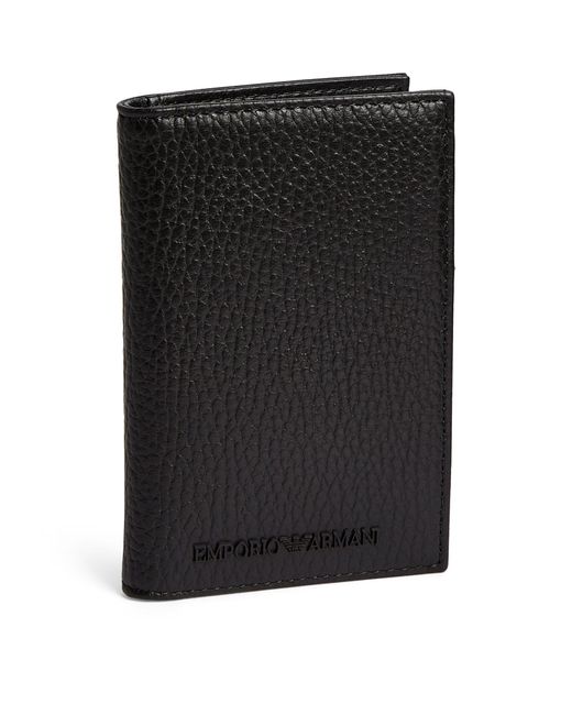 Emporio Armani Black Leather Bifold Card Holder for men