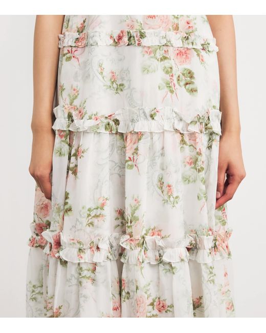 Needle & Thread Natural Chiffon Madame Rose Carla Maxi Dress
