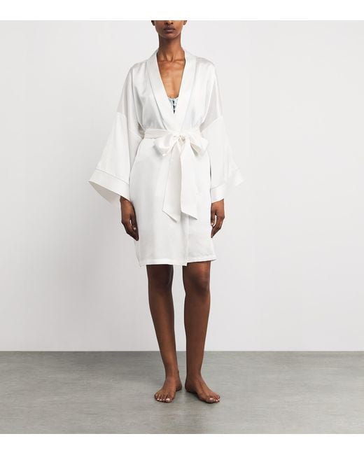 Olivia Von Halle White Mimi Silk Robe