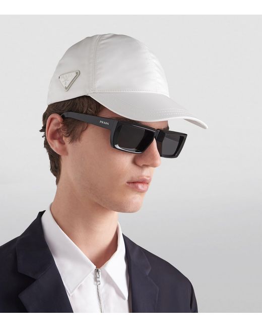 Prada White Logo-Plaque Nylon Baseball Cap for men