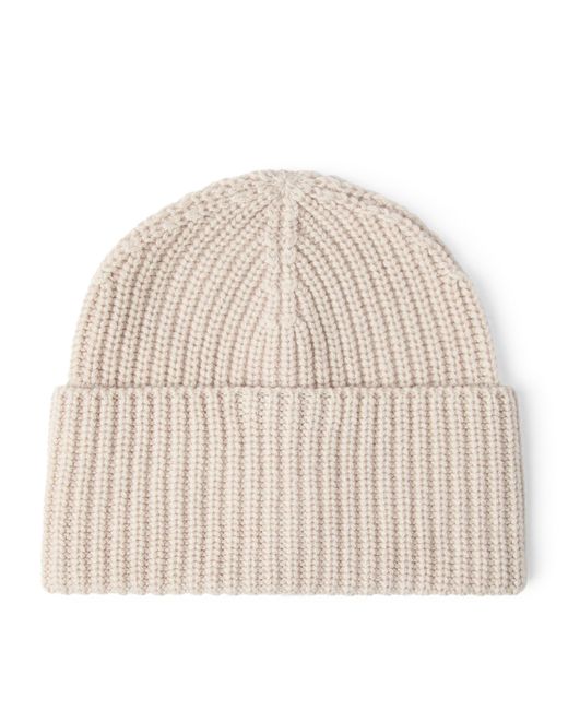 Brunello Cucinelli Natural Cashmere Rib-Knit Beanie for men