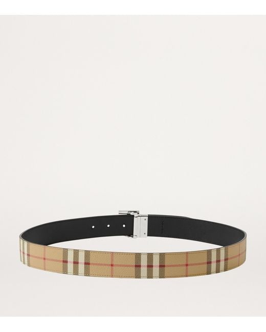 Burberry Natural Leather And Check Reversible Tb Belt for men