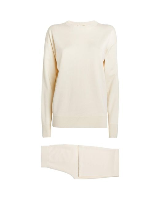 Olivia Von Halle White Silk-Blend Carmel Tracksuit