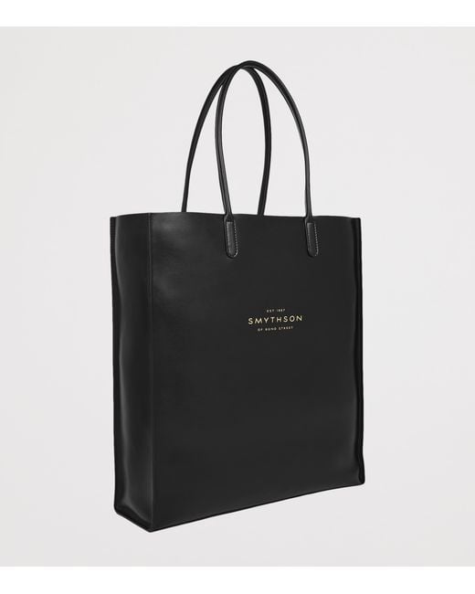 Smythson Black Mini Leather Kingly Tote Bag