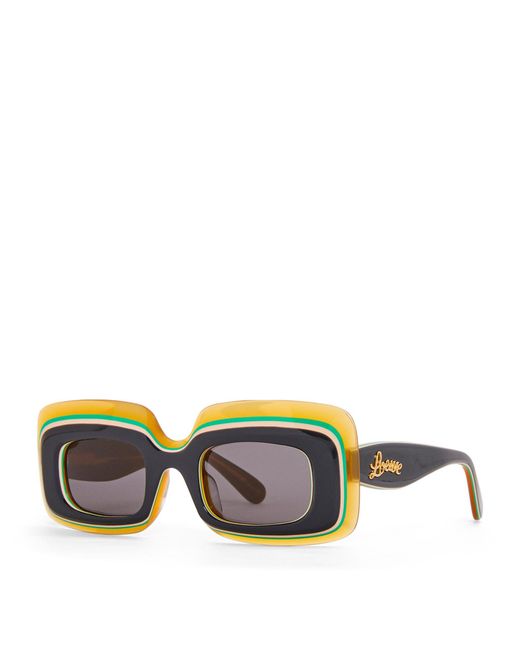 Loewe Green X Paula's Ibiza Layered Rectangular Sunglasses