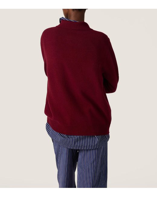 Miu Miu Red Cashmere Logo Polo Sweater