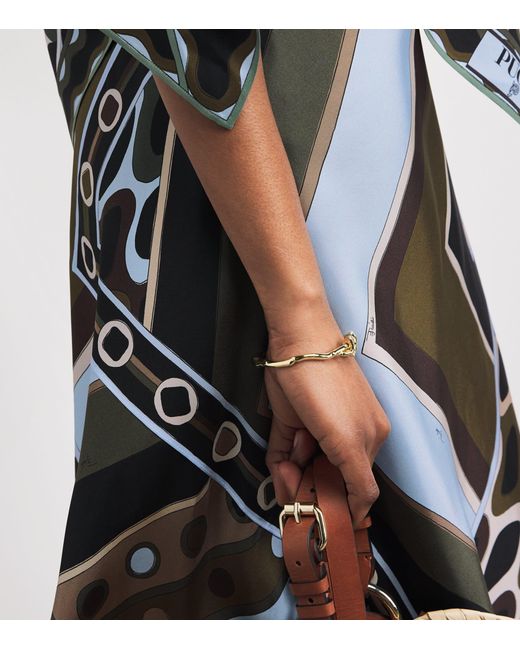 Emilio Pucci Black Silk Vivara Midi Skirt