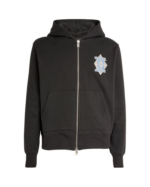 Amiri Black Cotton Patch-embroidered Hoodie for men