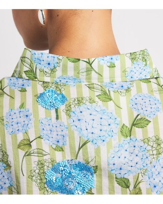 VERANDAH Blue Embellished Hydrangea Mini Tunic Dress