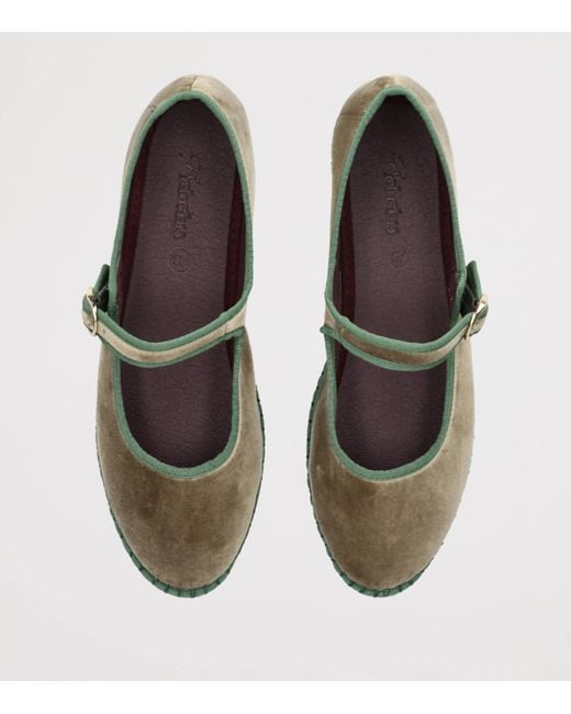 Flabelus Green Velvet Eyre Mary Janes