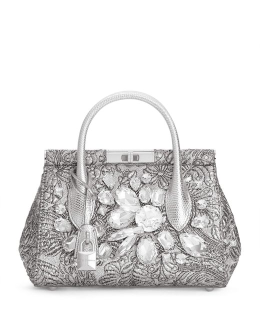 Dolce & Gabbana Metallic Embroidered Marlene Top-Handle Bag
