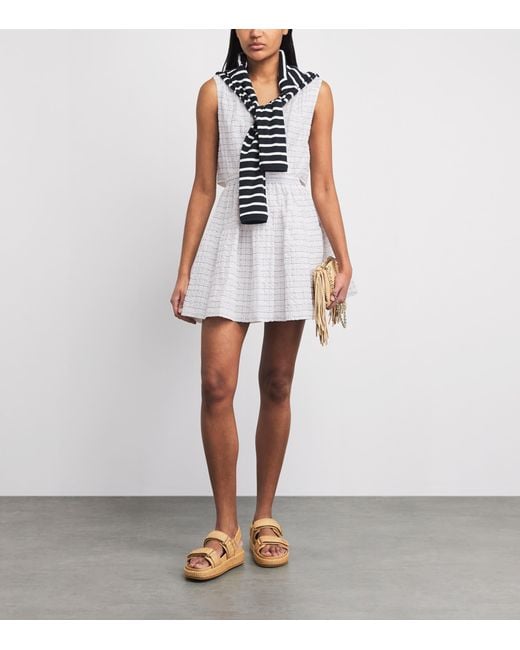 Maje White Crinkle Open-Back Mini Dress