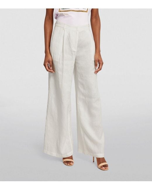 MAX&Co. White Linen Wide-leg Trousers