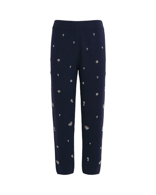 Jonathan Simkhai Blue Wool-Cashmere Embellished Kandace Sweatpants
