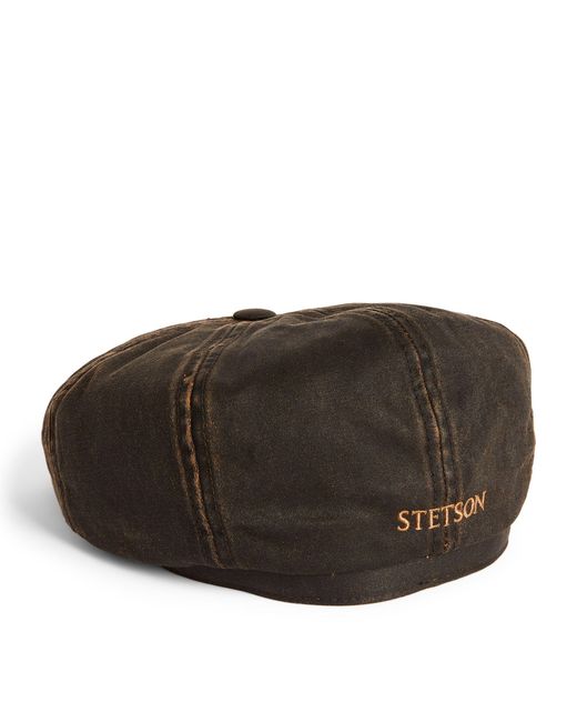 Stetson Brown Waxed Hatteras Flat Cap for men