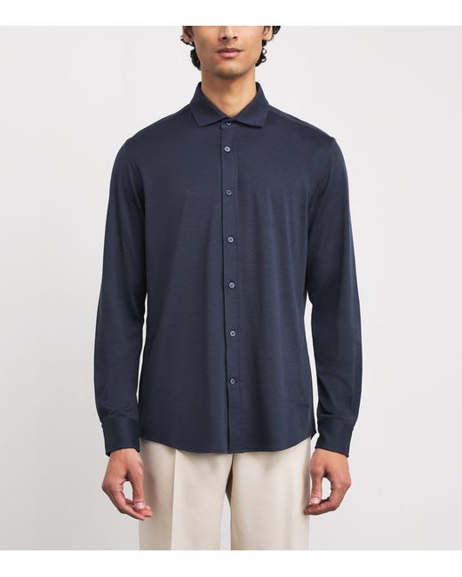 Colombo Blue Silk-Cotton Shirt for men