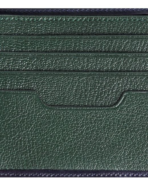 Swaine Blue Leather Compact Bifold Wallet for men