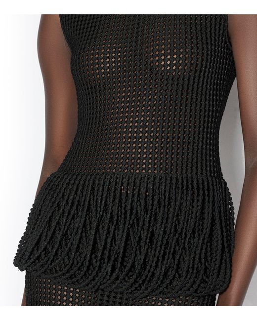 Alaïa Black Mesh Peplum Tank Top