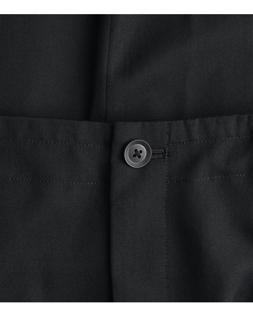 Yohji Yamamoto Black Wool Pleated Slim Trousers for men