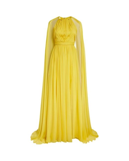 Zuhair Murad Yellow Pleated Cut-out Gown