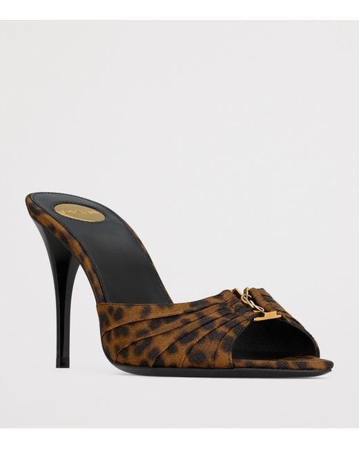 Saint Laurent Brown Leopard Print Leather Babylone Sandals 90