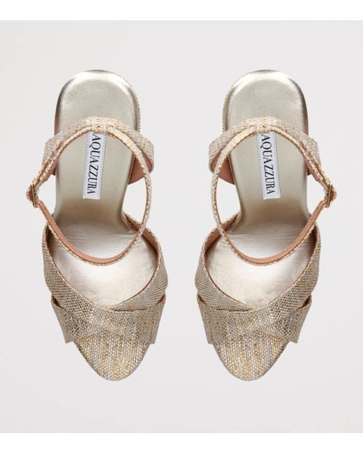 Aquazzura Metallic Divine Plateau Platform Sandals 130