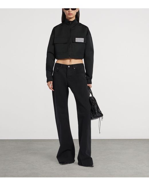 Balenciaga Black Technical Faille Cropped Track Jacket
