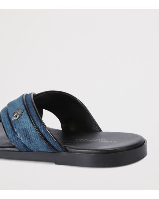 Kurt Geiger Blue Leather Bond Slides for men