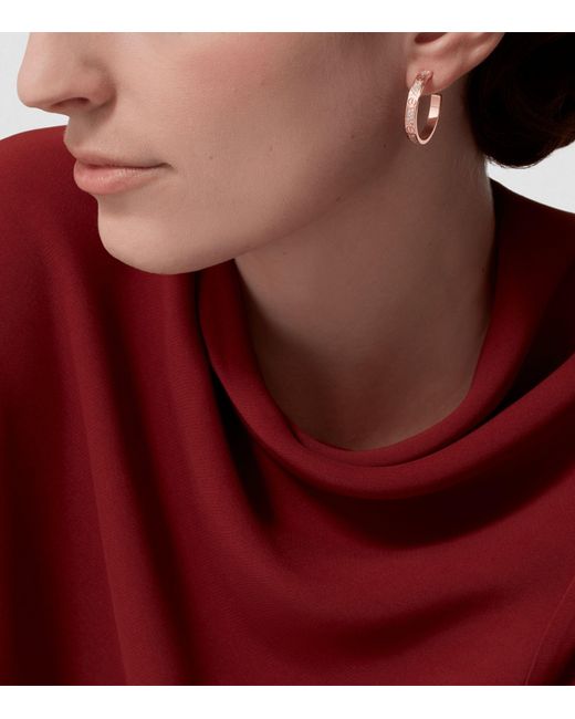 Cartier Metallic Rose Gold And Diamond Love Hoop Earrings