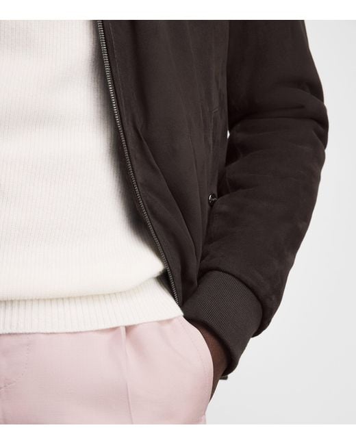 Herno Black Suede Bomber Jacket for men