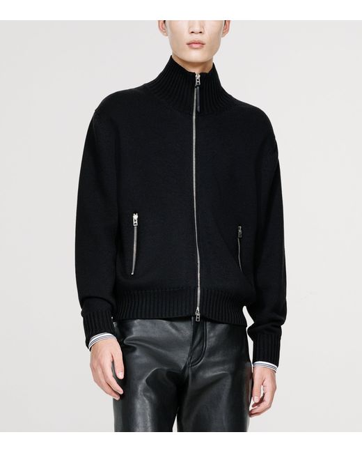 Tom Ford Black Virgin Wool Zip-Up Sweater for men