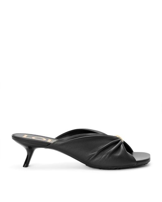 Loewe Black X Paula's Ibiza Leather Pebble Heeled Mules 45